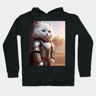 Cat in Armor - Modern Digital Art Hoodie